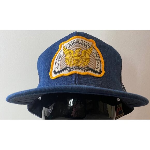 Carhartt Centennial Mesh Snapback Hats Brown & Blue Made In USA - Picture 7 of 16